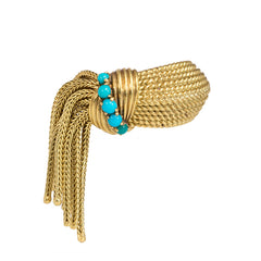 Gold and turquoise ring with tassel, Mellerio
