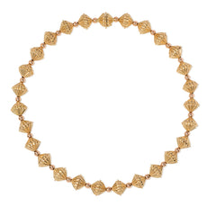 Retro yellow and rose gold bead necklace