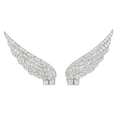 Art Deco diamond wing earclips