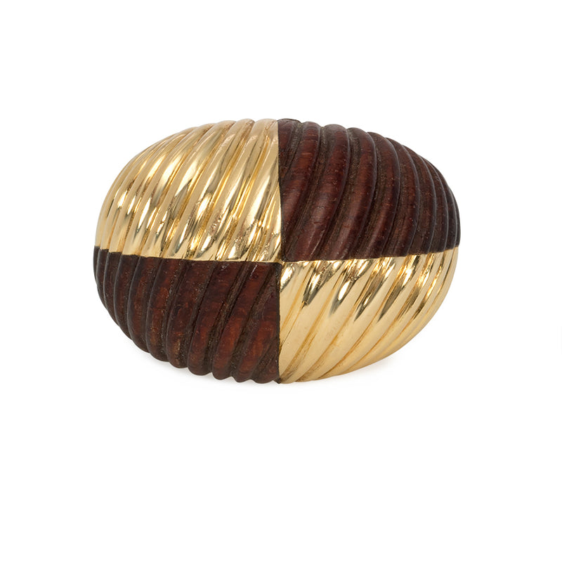 Wood and gold bombé ring, Van Cleef and Arpels