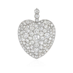 Antique pavé diamond heart pendant