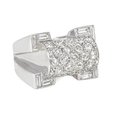 Retro platinum, gold, and diamond ring, French import