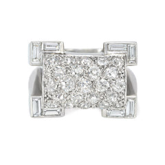 Retro platinum, gold, and diamond ring, French import