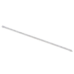 Square-cut diamond and platinum line bracelet