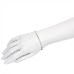 Square-cut diamond and platinum line bracelet