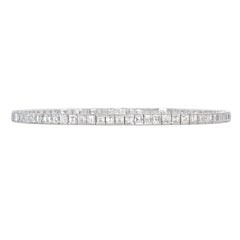 Square-cut diamond and platinum line bracelet