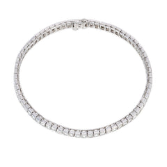Square-cut diamond and platinum line bracelet