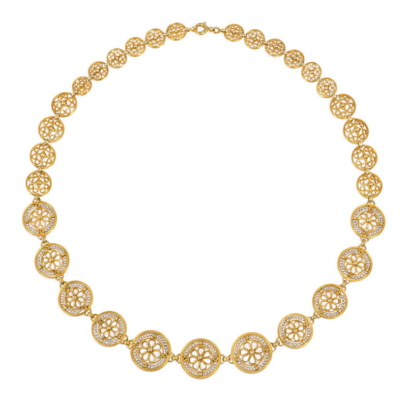 Victorian gold and pearl cannetille necklace. France