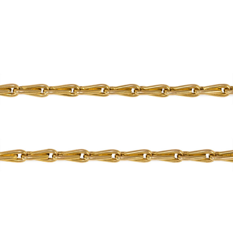 Antique gold long muff chain, France