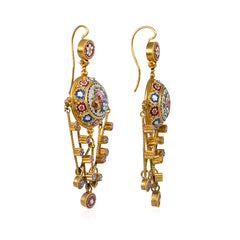 Antique micromosaic and gold earrings. Vatican