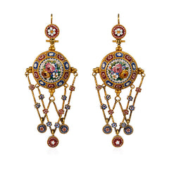 Antique micromosaic and gold earrings. Vatican