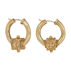 Antique gold boxed hoop earrings