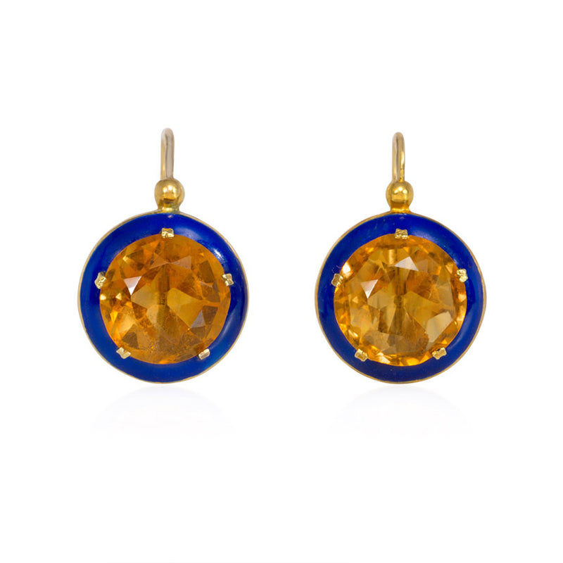 Antique French gold and citrine drop earrings