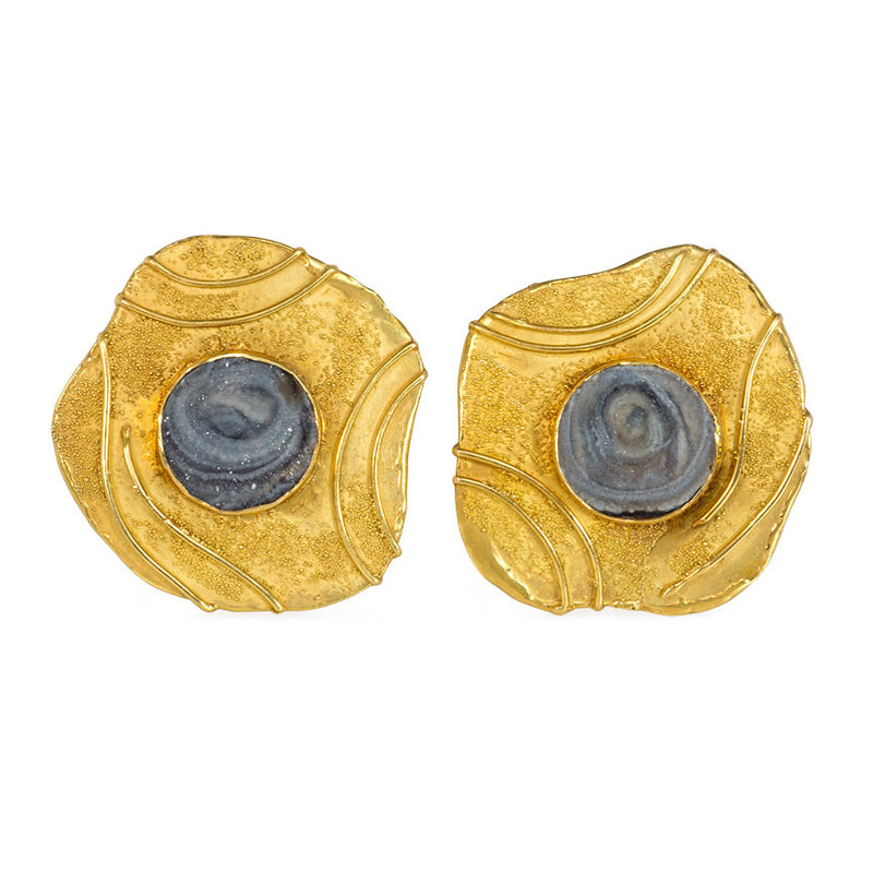 Elizabeth Gage gold and quartz earrings