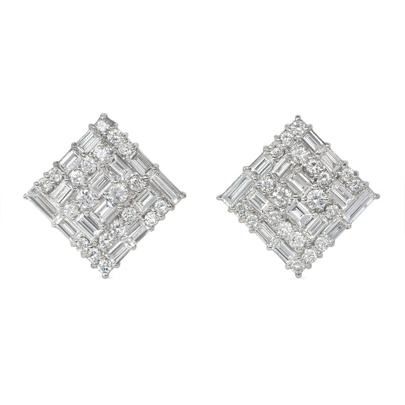Estate square-shaped diamond earrings