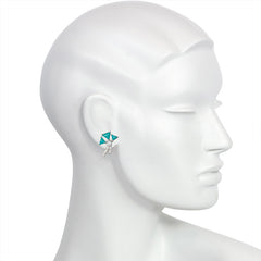 Art Deco turquoise and diamond bow motif earrings