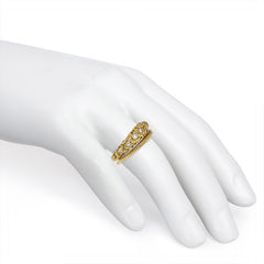 Carved gold and diamond snake ring