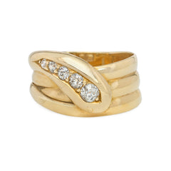 Antique gold and diamond snake ring, London