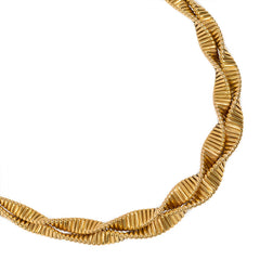Retro gold twisted gas pipe necklace. France