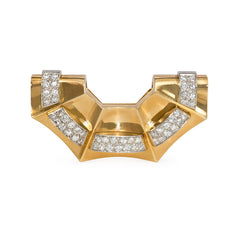 Convertible Retro French gold and diamond fan brooch