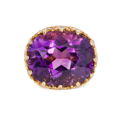 Cartier amethyst, gold, and diamond cocktail ring, France