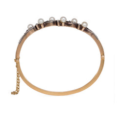 Antique undulating pearl and diamond bangle