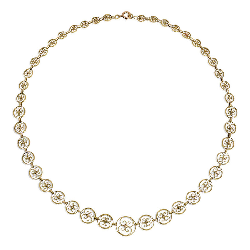 French antique gold filigree necklace