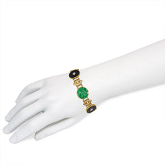 Art Deco gold, jade, and onyx link bracelet.  Tiffany