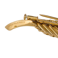 Mauboussin gold and diamond leaf brooch