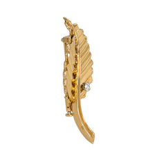Mauboussin gold and diamond leaf brooch