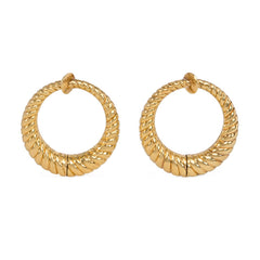 Cartier gold reeded hoop earrings