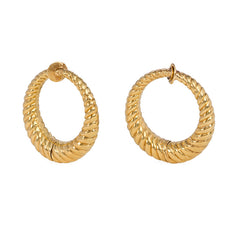 Cartier gold reeded hoop earrings