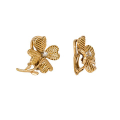 Retro gold clover earrings