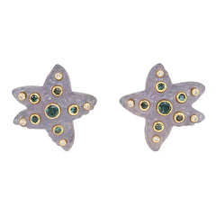 Retro agate and gemset starfish earrings