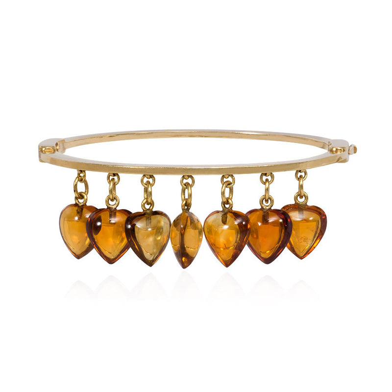 Antique Carlo Giuliano gold and carved citrine heart bracelet