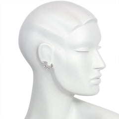 Retro crescent-shaped diamond earrings