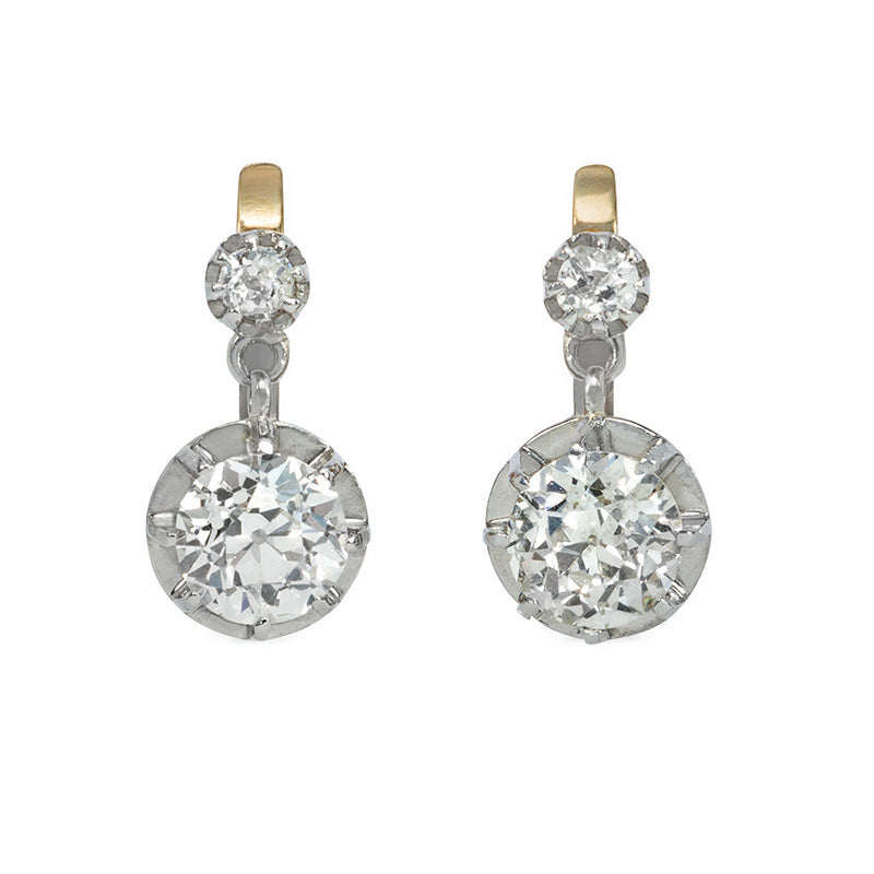 Antique diamond dormeuse earrings.