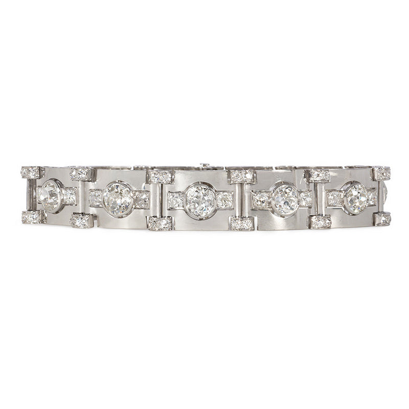 Art Deco diamond plaque bracelet, French import