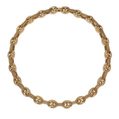 Estate gold mesh and anchor link necklace