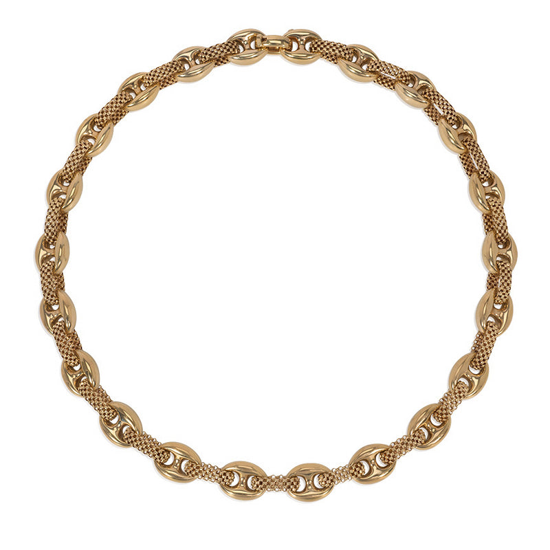 Estate gold mesh and anchor link necklace