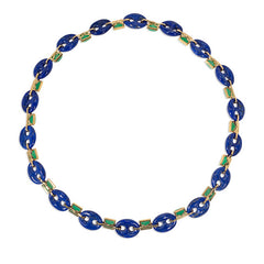 Estate lapis chaine d'ancre and chrysoprase adjustable necklace