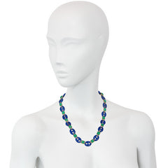 Estate lapis chaine d'ancre and chrysoprase adjustable necklace