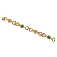 Van Cleef and Arpels gold, coral, and chrysoprase bracelet. France.