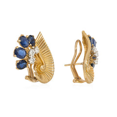 Cartier sapphire and diamond spray earrings, France