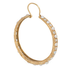 Victorian pearl and diamond hoop earrings