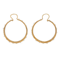 Victorian pearl and diamond hoop earrings