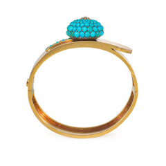 Victorian gold and turquoise buttoned cuff bracelet