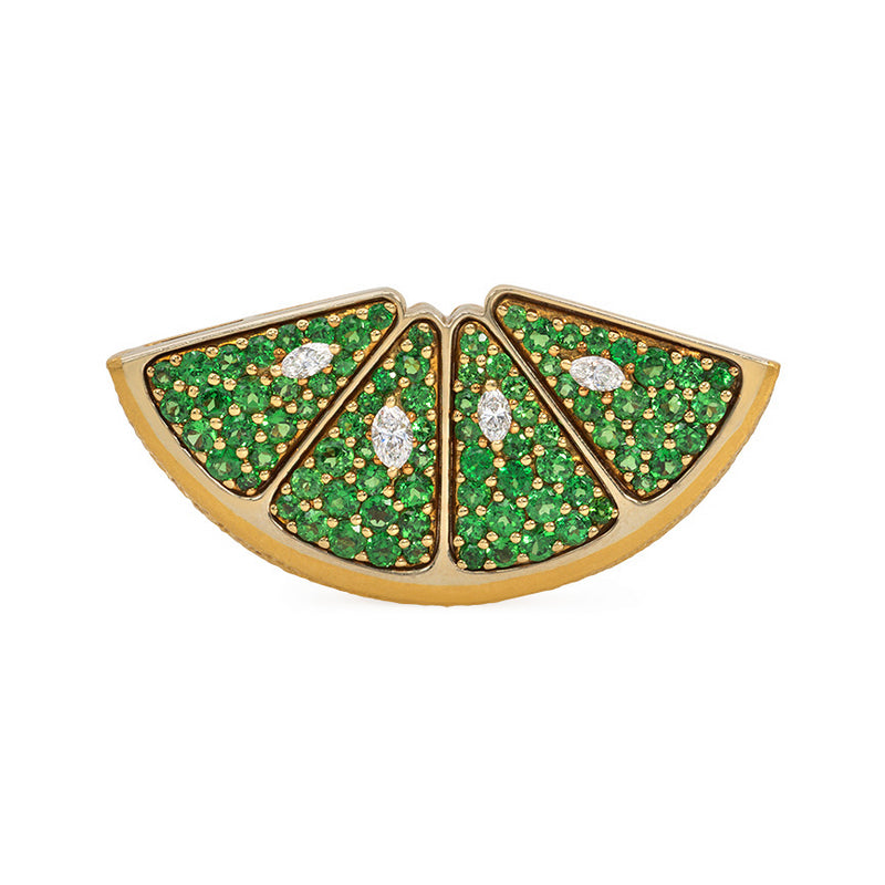Green garnet lime brooch, Mark Patterson