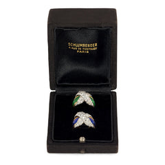 Pair of Schlumberger gold, enamel, and diamond pinkie rings