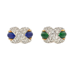 Pair of Schlumberger gold, enamel, and diamond pinkie rings